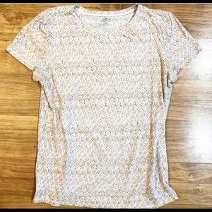 LOFT: Light Pink Snake Print S. Sleeve Tee-Medium